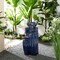 26.75"H 3-Tiered Cobalt Blue Fluted Texture Ceramic Outdoor Floor Fountain with Pump and LED Light